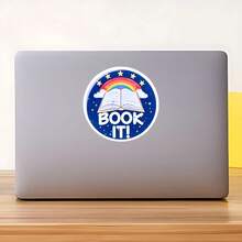 1PC Retro 80s Bookworm Sticker, Book It Pizza Party Slogan Vinyl Decal For Laptop Water Bottle Notebook, Waterproof Bookish Decal Sticker, Aesthetic Stationery Journaling Scrapbook Accessories Gift For Readers - S2265 - View 9