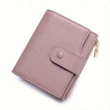 Elegant Women's Genuine Leather Folding Wallet, With A Large Capacity Design Including Credit Card Slots And A Bill Compartment. - 紫色 - 查看 1