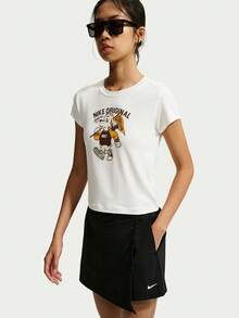 Nike Women's AS W NSW NK CHLLKNT MDCRP TEE Short Sleeve Knit Collarless T-Shirt TIM6415-133 - White - View 1