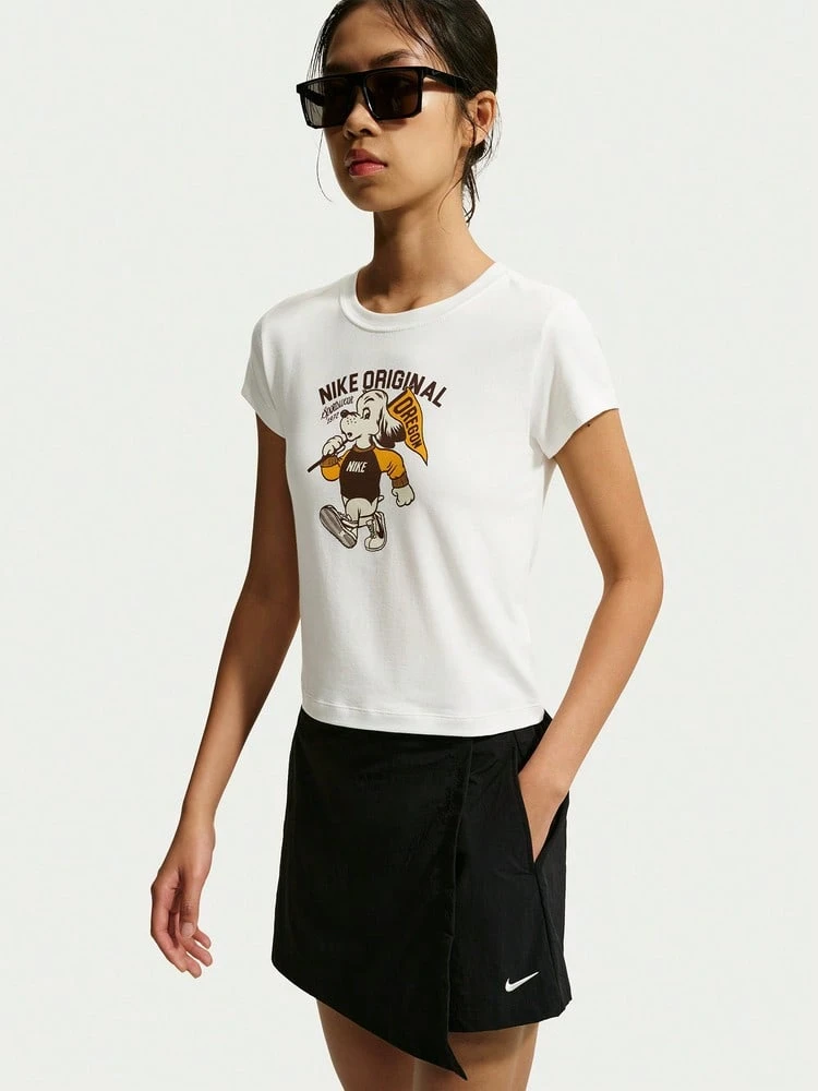 Nike Women's AS W NSW NK CHLLKNT MDCRP TEE Short Sleeve Knit Collarless T-Shirt TIM6415-133 - White - View 1