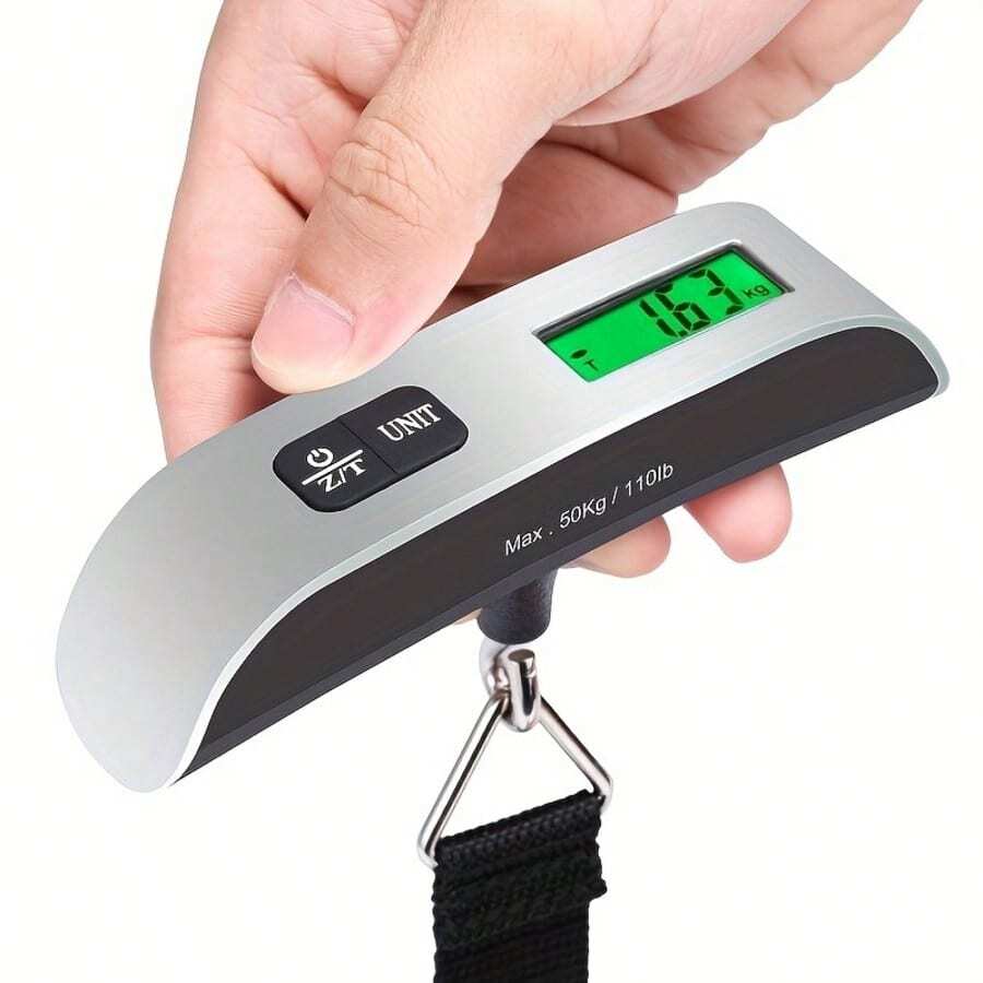 1pc Portable Electronic Hanging Luggage Scale, 110lbs/50kg Capacity, LCD Display, With Hanging Strap, Suitable For Travel, Luggage And Postal Weighing