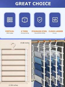 Multi-Layer Pants Rack - Space-Saving Foldable Design, Helps Efficiently Organize Your Closet; Suitable For Jeans, Leggings And Casual Pants Plastic Multi-Layer Pants Rack; Features Non-Marking Anti-Slip Storage Function, Easy To Assemble; Ideal For Holiday Preparation And Seasonal Closet Organization;,Bedroom Room Decor,Back To School - Multicolor - View 8
