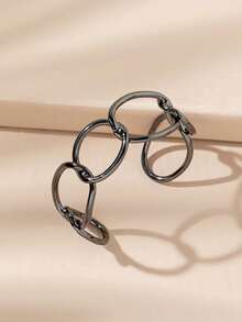pieza de brazalete abierto minimalista de metal (tamañajustable) - Negro de pistola - Ver 4