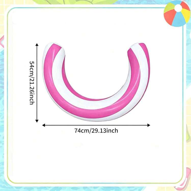 2pcs/1pc Striped U-Shaped Inflatable Swim Ring, Thickened PVC Waterproof & Leak-Proof, Quick Inflation & Easy To Carry, Suitable For Pool Play, Beach Party, Water Park, Summer Leisure Floating Essential, Unisex Swimming Gear - Multicolor - View 9