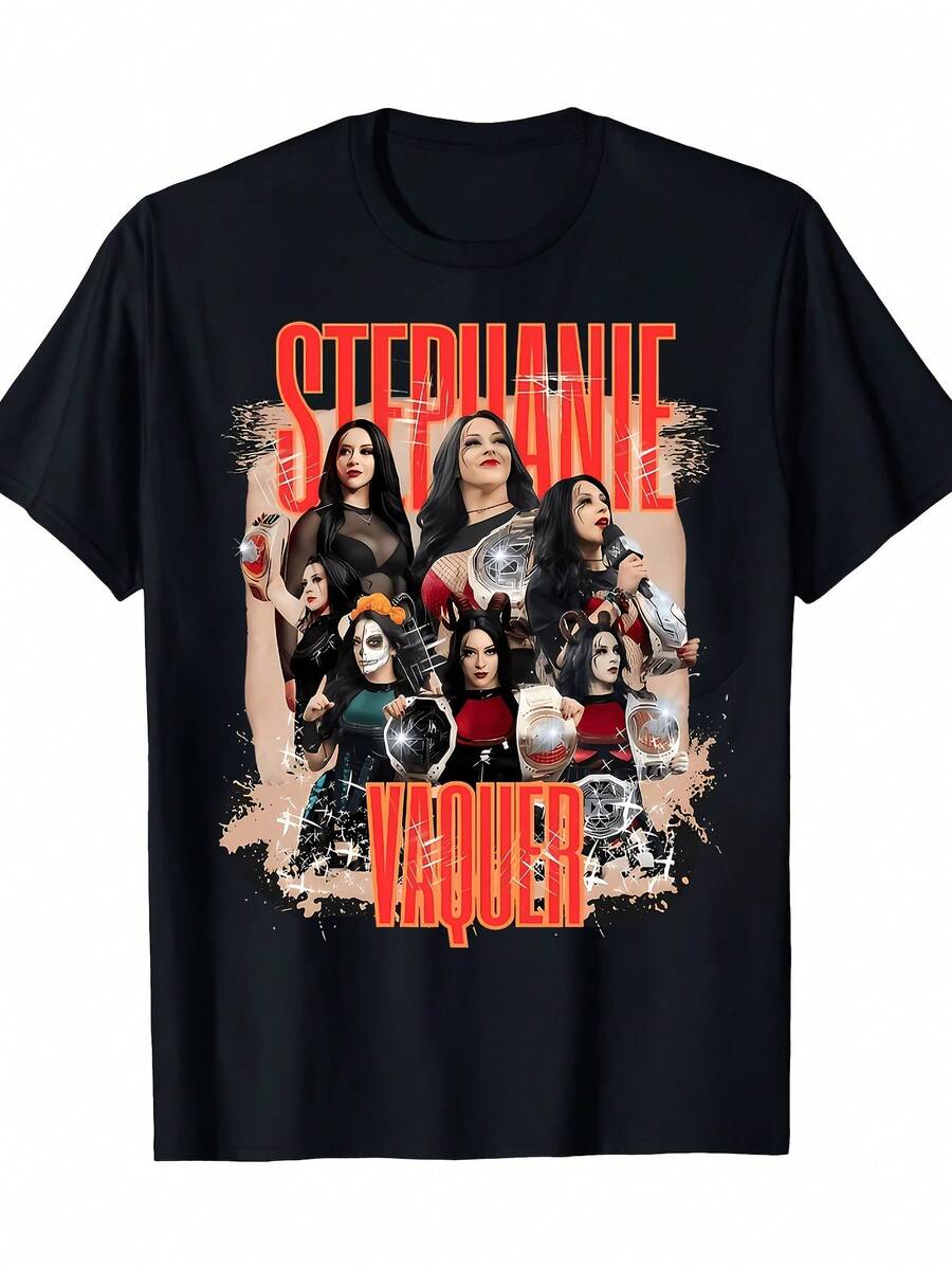 Unisex Stephanie.Wakker Pattern T Shirt|Vintage80/90Era Band Pattern,Showcasing Famous Band Members,Comfortable Round-Neck Short Sleeves T Shirt,Suitable For Concerts,Summer Clothing,Lightweight And Breathable,Casual Style2026New T Shirt,Breathable Stretch Fabric,Suitable For Casual Wear In Summer,Machine Washable,Suitable For Outdoor And Home Wear,T Shirt,Pattern Printing,Comfortable Fabric. - Black - View 1