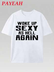 PAYEAH T-Shirt I Woke Up Sexy Like Hell Again (One Piece) 100% Cotton 220g Heavyweight Cotton T-Shirt - 白色 - 查看 1