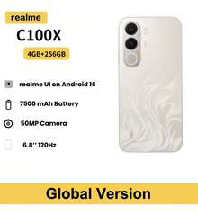 Realme C100x RMX5366 4+256GB 4G LTE, 7500mAh Large Battery, 66.8-Inch HD Rounded Waterdrop Screen 120Hz, Rear Camera 50+F, Front Camera 5MP, Unlocked Phone, Based On Android 16 Realme UI, Global Version, IP64 Dust And Water Resistant, Charger Not Included - Gold - View 8