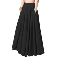Spring 2026, Women's Plus Size Solid Color Pleated Maxi Skirt, European And American Style, With Elastic Waist - 紅色 - 查看 6