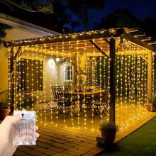1pc 3M/6M Battery Powered Bedroom Room Background Decor String Lights, Wedding Birthday Party Decoration, Holiday Celebration Party Decoration - Battery Box Curtain Light - View 3