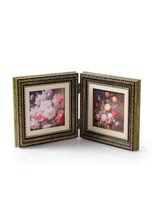 1pc Folding Hinge Photo Frame, Holds 2 Square 4x4 Inch Photos, Vintage Elegant Desktop Photo Display Frame, Suitable For Wedding, Holiday, Party Events, Living Room, Bedroom And Other Home Decor, Creative Gift For Friends And Family - Multicolor - View 14