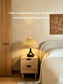 1pc Handmade Woven Table Lamp USB Powered, Artistic Southeast Asian Style Modern Ins Style Vintage Creative Premium Decor Night Light, Suitable For Bedroom, Desktop, Living Room - 手工檯燈 - 查看 4