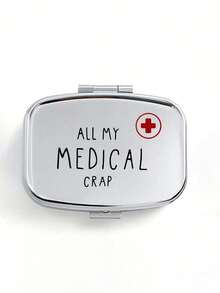 Square Pill Box, Printed With Capsule, Tablet, Letter, Pill Bottle Patterns, Portable Medication Storage Compartment, Mini Metal Storage Box, Portable Jewelry And Pill Box, Travel Pill Box, Large Capacity Compartment, Weekly Medication Organizer, Suitable For Daily Medication And Vitamins, Essential For Doctors And Nurses, Emergency Needs, Travel, Hiking Emergency Rescue, Personalized Creative Gift With Cartoon Logo, Only Empty Box - Multicolor - View 13
