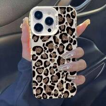 Shimmering Leopard Print Phone Case Suitable For Apple 16 Pro Max,  15 Pro Max, High-End 14 New Model, 17 European And American Style - Silver Casing - White - Shimmering Leopard Print - View 1