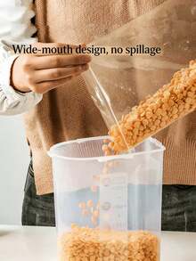 Slim Storage Bottle Plastic With Handle Double Latches And Pour Spout 2.5L Large Capacity Kitchen Inside Cabinet Refrigerator Door Gap Storage Cereal Container Airtight Food Keeper Bin Pantry Organization - Transparent - Übersicht 6