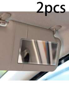 1/2pcs Car Sun Visor Stainless Steel Makeup Mirror, Anti-Shatter Auxiliary Rearview Dual-Use Beauty Mirror - Silver - View 6