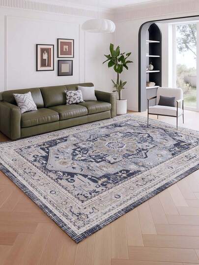 1pc Vintage Indoor Decor Large Carpet, New Faux Cashmere Material Washable Bottom Indoor Rug, Living Room Carpet, Sofa Rug, Bedroom Carpet, Bedside Non-Slip Mat, Room Floor Mat, Dining Room Kitchen Carpet, Office Chair Pad, Entryway Doormat, Outdoor Picnic Mat, Outdoor Camping Blanket, Multi-Size Carpet