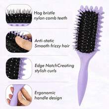 1 buah Sisir Pengeriting Rambut, Sisir Penata Rambut - Sisir Nilon Anti-Statis, Cocok untuk Rambut Keriting. Efek Pengeritingan Halus dan Alami, Mengurangi Rambut Kusut dan Ujung Bercabang. Unisex. - MultiWarna - View 7