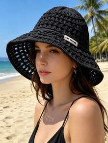 1 Pc Women's Summer Sun Protection Hat, With Letter, UV Protection, Foldable Outdoor Sun Hat, Bucket Hat, Outdoor Face Cover Bucket Hat, Hats For Women, Beach Hat, Hair Accessories, Vacation Essentials - Multicolor 1 - View 2