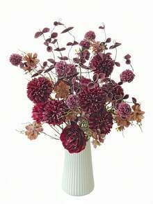 1PC 16.15in Simulation Table Tennis Chrysanthemum, Dandelion Ball, And Dali Ball, With Realistic Texture, Suitable For Vases, Homes, Hotel Rooms, Wedding Decoration, Table Decoration, Birthday Gifts, Graduation Ceremonies, And Autumn Decoration - Burgundy - View 6