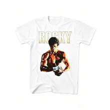Men's Rocky Balboa Graphic T-Shirt: Featuring A Classic Design Inspired By Rocky Balboa And Creed, This Black T-Shirt With White Text Is Perfect For Casual Wear Year-Round. - 灰色 - 查看 5