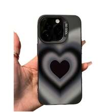 Shadow Herz ist geeignet für die neue Apple 15 Pro Max Handyhülle, 16 Pro, Premium 14 Pro, 3D 17 - Silbernes Gehäuse – Schwarz – Doppelbildherz - Übersicht 6