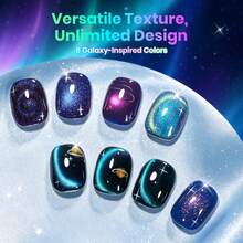 Beetles Galaxy-Inspired 8 Colors Cat Eye Gel Nail Polish Set,  Glitter Magnetic Shine Gel, Soak Off UV LED Salon & Home DIY Manicure Gifts For - 8 Colors Galaxy-Inspired - 查看 5