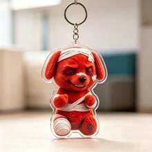 Evil Injured Red Dog Acrylic Keychain, Funny Pendant Charm For Student Backpack, Small Gift - Multicolor - View 4