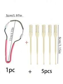 6pcs Set (1pc Facial Razor + 5pcs Nose Hair Trimmer) Facial Hair Removal Tool, Delicate Beauty Facial Razor, Spring Hair Removal Tool, Women's Lip Hair Remover, Facial Hair Removal Device, Lip Hair Removal Tool, Beard Facial Hair Leg Hair Removal Tool - View 2