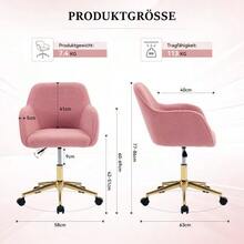 002 - Modern Swivel Office Chair In Plush-Effect Fabric, Height Adjustable, 360° Swivel, Gold Legs, For Office And Home Office, White - Pink - View 3