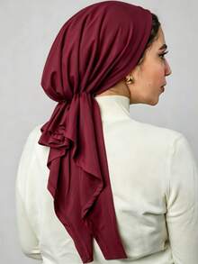 1pc Solid Color Women's Middle Eastern Arabic Classic Fashion Elegant Casual Versatile Ribbon Hijab Cap Wide Brim Curved Turban Hat Suitable For Daily Outdoor Wear - Multicolor - View 10