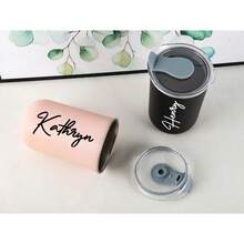 1 pieza Taza de viaje de acero inoxidable personalizada, taza de café aislada de doble pared con nombre personalizado, taza para bebidas frías, acabado mate elegante, reutilizable, regalo para hombres mujeres novio novia padre madre amigos estudiantes oficina escuela, regalo de cumpleaños - Multicolor - Ver 6