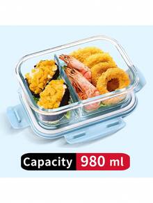 410/700/1040ml/3組裝玻璃食品儲存容器，餐點準備，氣密便當盒附防漏鎖扣蓋，午餐盒，適用於微波爐、烤箱、冷凍庫和洗碗機 - 彩色 - 查看 13