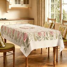 1/4/5/6/7pcs Pink Rose Floral Print Chair Covers/Chair Slipcovers Set, Suitable For Indoor Home, Restaurant, Hotel, Ideal Choice For Modern Daily Decoration. Tablecloth Fits Square Dining Table, Elastic Chair Covers Are Washable. - Multicolor - View 3