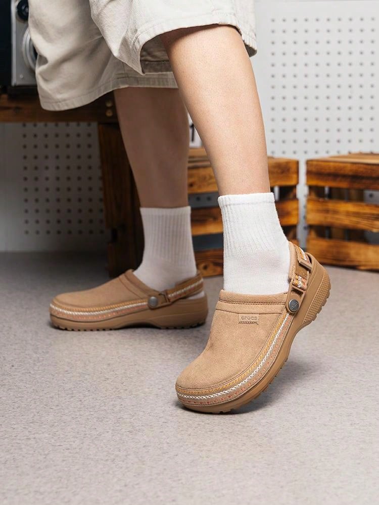 Crocs Men's Women's Sports Casual Shoes Classic Lightweight Faux Stitch Clog Summer Men's Women's Faux Stitch Beach Sandals 214048-2EY - Squid Brown - View 1