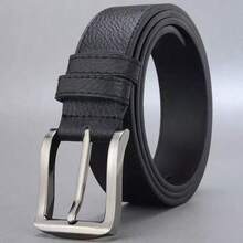 Men's Vintage Buckle Belt - Adjustable Business Casual Leather Belt, Alloy Buckle, Durable Comfortable Non-Slip Fit, Suitable For Office, Golf, Travel, Meetings, Jeans, Formal Wear And Casual Style, Perfect Gift For Men - Black - View 1