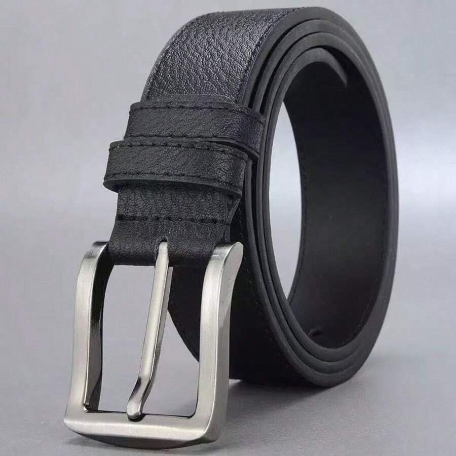 Men's Vintage Buckle Belt - Adjustable Business Casual Leather Belt, Alloy Buckle, Durable Comfortable Non-Slip Fit, Suitable For Office, Golf, Travel, Meetings, Jeans, Formal Wear And Casual Style, Perfect Gift For Men - Black - View 1