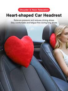 Heart-Shaped Car Headrest Pillow Neck Support Cushion Car Seat Backrest Interior Accessory - Multicolor - View 1