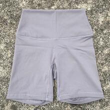 Solid Color Women's Fitness Sports Shorts High Waist Yoga Leg Shorts Cycling Full Body Workout Jog Squat Proof Inner Pocket - 亮橙色 - 查看 8