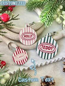Macaron Color Striped Pet ID Tag, Cute Macaron Color Dog Name Tag, Customized Striped Cat ID Pendant - Multicolor - View 1
