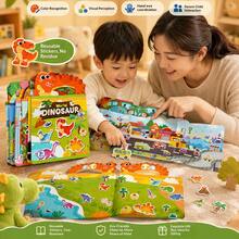 兒童教育趣味遊戲,適合旅行攜帶,適用 3-6 歲男孩女孩的聖誕禮物,兒童果凍貼紙靜態書場景平面貼紙,聖誕公主動物交通工具早期教育益智玩具 - 彩色 - 查看 8
