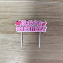 HIBIRTH 1pc Creative Heart Candy Pink Happy Birthday Letter Candle Cake Decoration Birthday Cake Decoration Candle Party Celebration Baking Plug-In - View 9