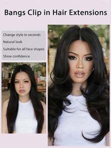 3D Bangs Invisible Seamless Head Hair Water Ripple Hair Air Bangs Head Overhead Natural Gourd Inner Net Hook And Loop Replacement Block Cover White Hair No-Card Frontal Wig Piece Thin Lightweight Hair Parting Instant Volume Increase Fake Hair For Women - Multicolor - View 6