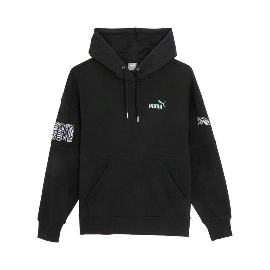 Puma 女款簡約百搭連帽套頭長袖針織運動衛衣 春秋款 68387001 - 黑色 - 查看 1