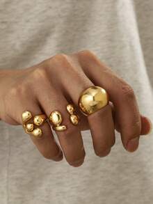 3pcs/Set Men's Rings Set, Water Drop Design, Suitable For Men's Daily Wear - 3-piece Teardrop Ring Set - View 3