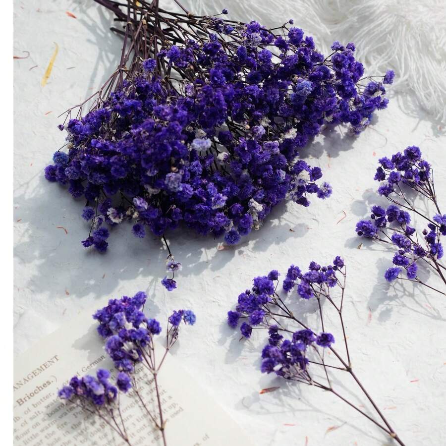 25/52/102/298 Pcs, Artificial White Mini Baby's Breath Flower Vase, Wedding Home Office Party Garden Card Making Decoration, DIY Decor - Taro Purple Starry Sky - View 1
