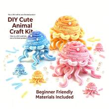 毛絨管狀手工DIY套件，柔軟可彎曲毛絨棒水母手工藝，完整手工材料包，適用於節日裝飾與創意手工項目 - Yellow - 查看 1
