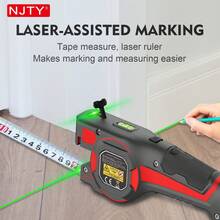 NJTY 3-In-1 Laser Tape Measure, Dual Up/Down Green Laser Lines, 5m Auto-Lock Tape & Built-In Precision Bubble Level, Layout Tool For Wall Mounting, Carpentry, Ceiling Renovation, DIY Woodworking And Home Construction Projects - A - View 4