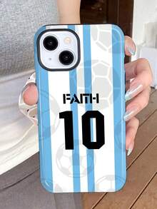 1 buah Casing Ponsel Keras 2-in-1 Pelindung Penuh Gaya Retro Minimalis Garis-garis Olahraga Jersey Teks Iman Angka Tebal Grafik Kekuatan Mengkilap Kompatibel Dengan / 11/12/13/14/15/16/17 Pro Max - MultiWarna - View 2