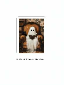 1pc Frameless Ghost And Cat Library Theme Spooky Halloween Wall Art Canvas Poster Print - Whimsical Vintage Decor For Bedroom, Dorm, Apartment, Living Room, Room Decor Bedroom, Decoration, Prints For Wall, Vintage Decor & Best Gift Choice - Frameless - View 10