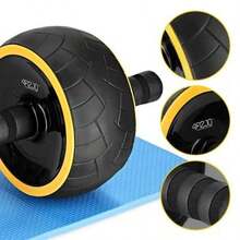 New Single-Person Strength Training Equipment Abdominal Roller, Equipped With Durable Elastic Resistance Band Stability System, Made Of Wear-Resistant And Pressure-Resistant ABS Material, Reinforced Structure. This Is A Universal Fitness Equipment Suitable For Abdominal Muscle Training, Shaping, Fat Burning And Stretching. Convenient To Carry. - Yellow - View 4